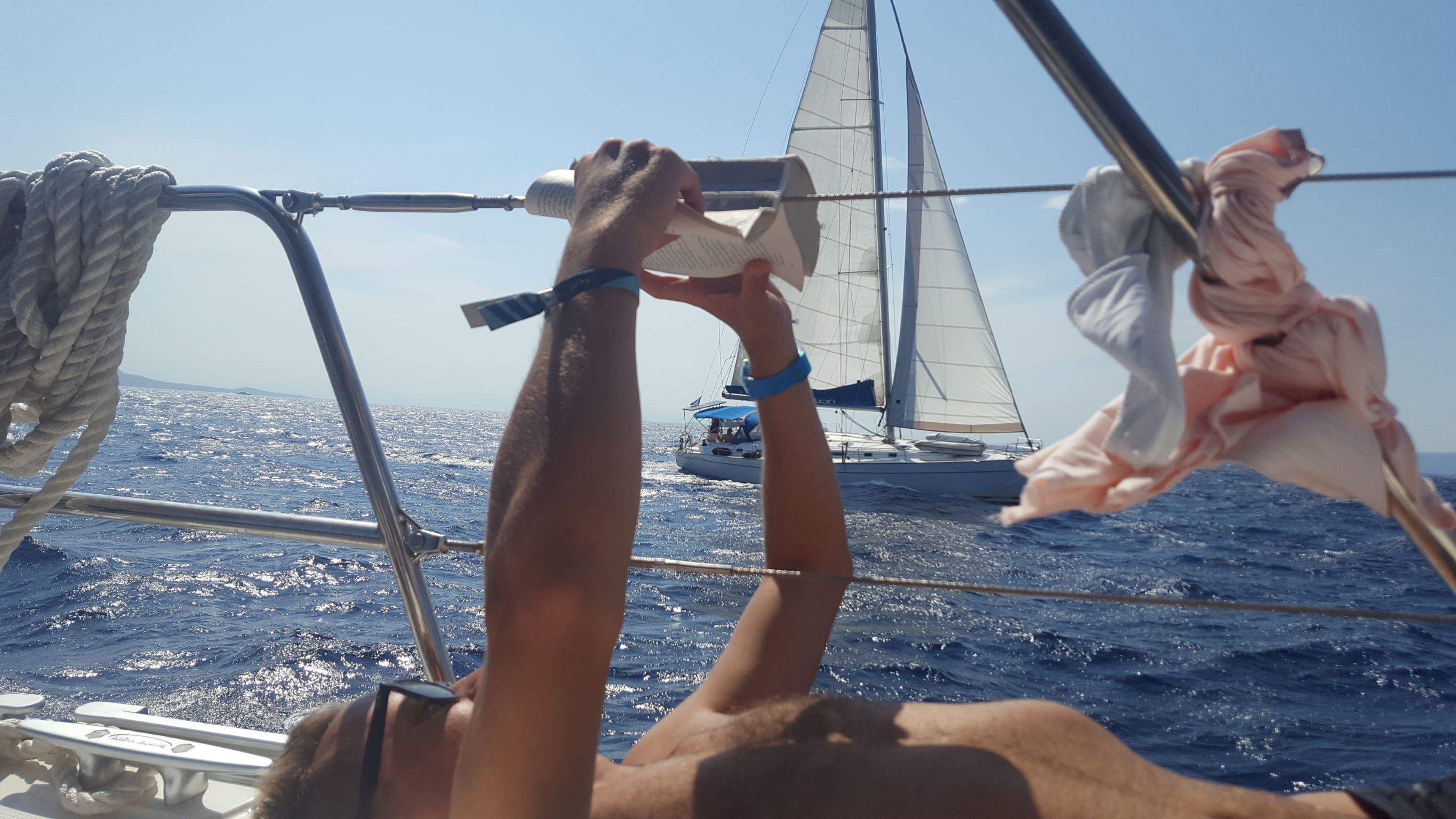 Book reading while sailing